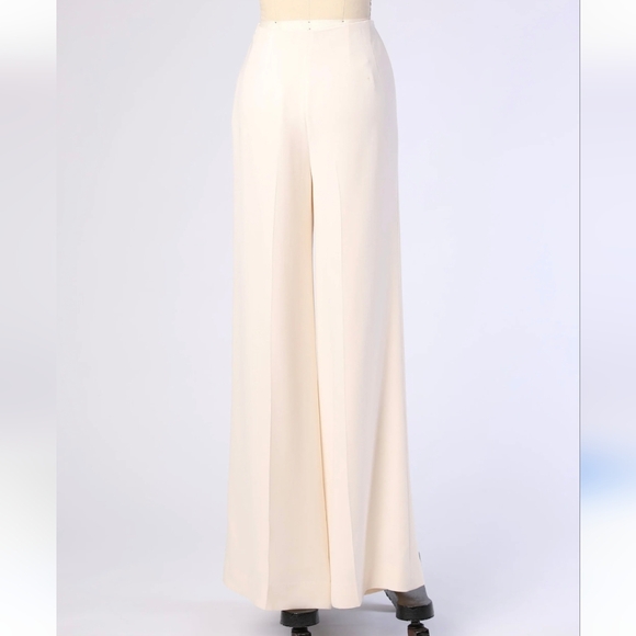 New 💯% Silk Lauren Ralph Lauren 10 Cape Grace Colonial Cream WideLeg Dress Pant - Picture 4 of 15